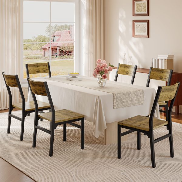 product-fancy-c1afa93a-955b-418f-9347-b91454486862 Dining Chairs Set Of 6, Modern Kitchen Chairs With Backrest, MDF Board And Metal Legs, Dinner Chairs For Dining Room, Kitchen And Living Room, Espresso/Black/Rustic Brown/Walnut Optional.