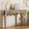 AESOME Luxury Elegant Mirrored Console Table 47.24 Rectangular Silver Mirrored Entryway Table Lantern-Shape Pattern Decor with Golden Rim Legs Sofa Side Tables Long Hallway Table for Foyer, Entrance, Offices Decor