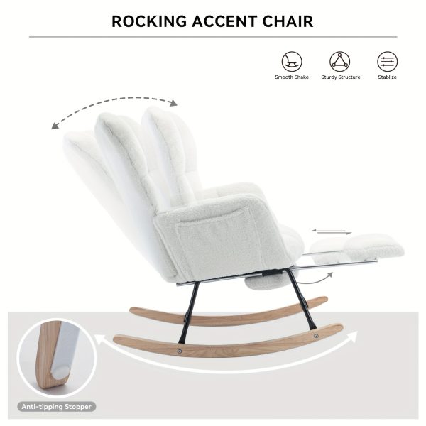 product-fancy-c20dafa7-862d-4e40-b404-73cd35921e0d Nursery Teddy Upholstered Glider Rocker with Adjustable Footrest, High Backrest Padded Recliner Reading Chair for Bedroom