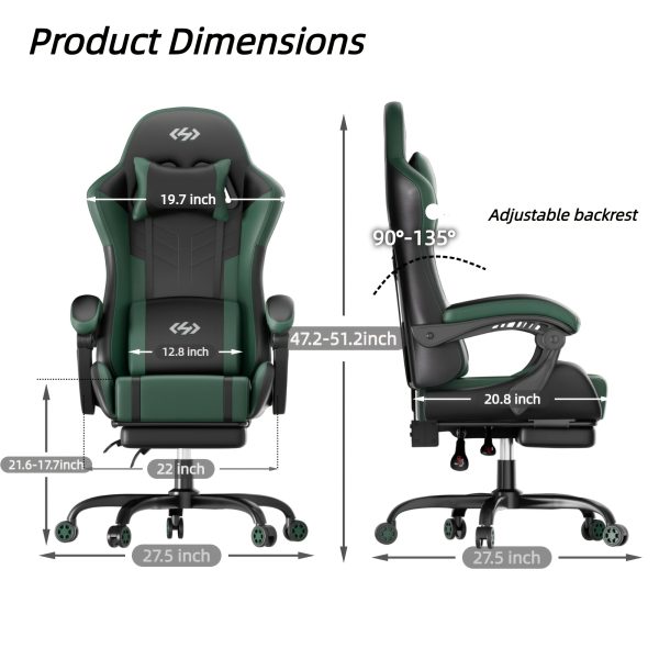 product-fancy-c21a9a49-d80a-41df-88f3-3e135bc850e8 Gaming Chair with Massage Lumbar Support Ergonomic Computer Chair for Adults with Footrest and Lumbar Support with 360° Swivel Seat PU Leather Office Chair, Crafted From Durable Faux Leather, Best Gift for Father and Boyfriend