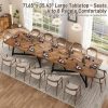 product-fancy-c242f953-1de9-4384-87d6-5eb287a46205 Brown Color Dining Table Set, 72" Long, Large 6-8 Seater Dining Table, Heavy Duty 300Lbs Load, Waterproof Scratch-Resistant Top, for Gathering Conference, Big Family Dinners, Parties