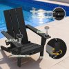 [Durable Outdoor Patio] Leasable 4pcs Folding Adirondack Chair Durable Oversized Ergonomic Plastic Outdoor Patio Furniture With Built-In Phone Holder And Cup Holder, Weather Resistant Fire Pit Chair For Patio Backyard, Deck
