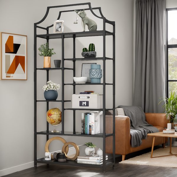 8-Tier Entryway Ladder Shelf - Tall Storage & Display Rack With White Shelves - Golden & Black Options - Perfect For Hallway, Living Room, Bedroom