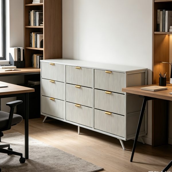 product-fancy-c2be46cd-ca55-41a4-b7a5-aa7de12adc32 9 Drawer Modern Fluted File Cabinet, Wide Drawers with Metal Handles, Multi-Functional Storage Cabinet for Home Office