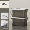 product-fancy-c2fd3e65-8aad-4053-aca9-b2ebed778493 2pcs Set of Large Capacity Stackable Plastic Storage Bins with Lids, Featuring Double Locking Latches, Wheels, and a Grey Striped Design. These Multi-functional Storage Boxes Are Perfect for Organizing Clothes,, and Closets.