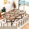 product-fancy-c3017a5f-4de7-447c-a2bc-2b244b3a7a36 Brown Color Dining Table Set, 72" Long, Large 6-8 Seater Dining Table, Heavy Duty 300Lbs Load, Waterproof Scratch-Resistant Top, for Gathering Conference, Big Family Dinners, Parties