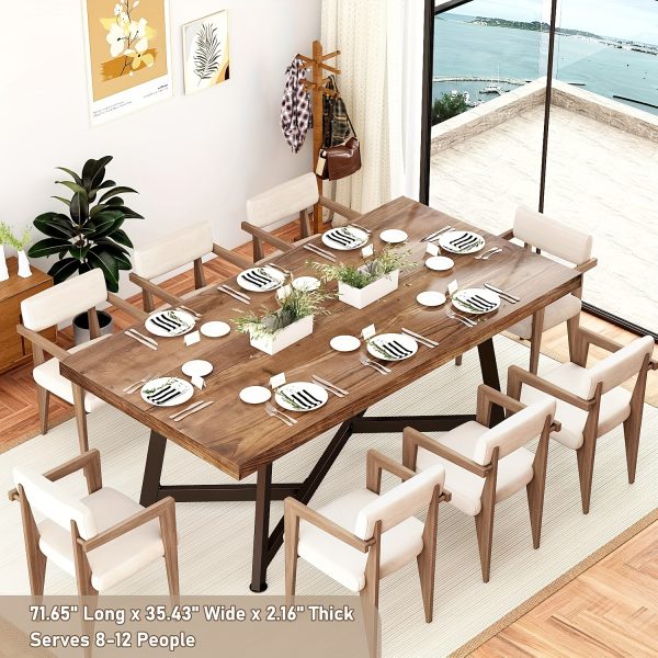 product-fancy-c3017a5f-4de7-447c-a2bc-2b244b3a7a36 Brown Color Dining Table Set, 72" Long, Large 6-8 Seater Dining Table, Heavy Duty 300Lbs Load, Waterproof Scratch-Resistant Top, for Gathering Conference, Big Family Dinners, Parties
