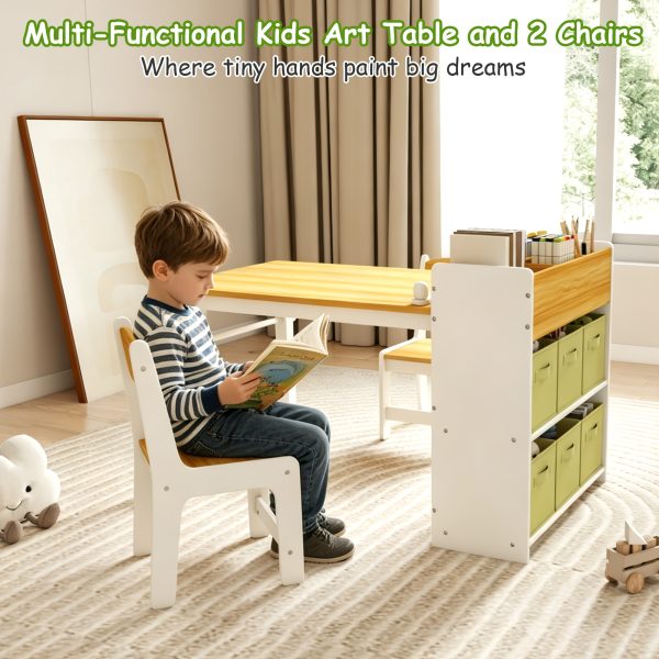 product-fancy-c330a719-7c13-4f75-b213-9702a2430e46 Children's Folding Art Desk & Chair Set with Storage Box & Tissue Holder - Wooden Table and Chair Suitable for, Assembly Compact Folding for Room, Playroom, Learning Table
