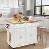 product-fancy-c35212c2-8a62-486b-9acf-af5fa75931b7 Rolling Kitchen Island with Drop Leaf, Thicken Rubberwood Top, Spice Rack, Towel Rack, Drawer, 43.3" Portable Mobile Kitchen Island Carts Table, Storage Cabinet, Both Wheels And Feet