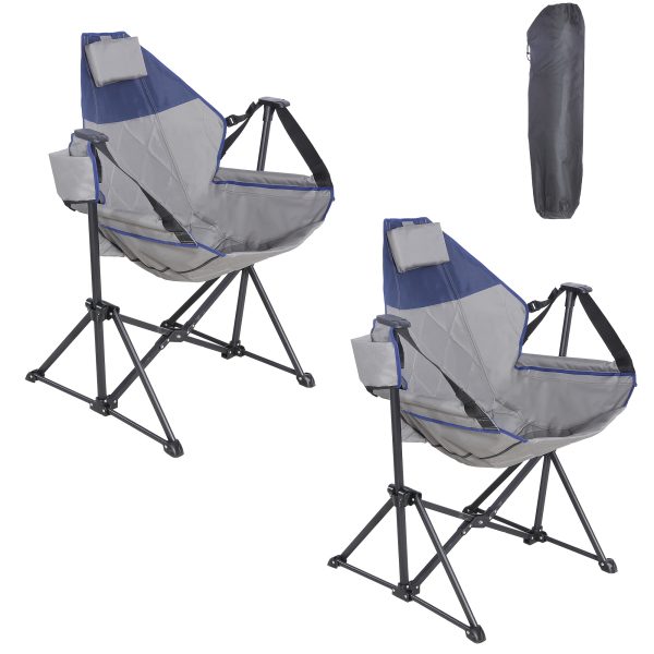 product-fancy-c384be3e-8730-406f-948f-75fc99b3e916 2 Rocking Camping Chairs with Cup Holders, Hammock Chair, Folding Rocking Chair, Outdoor Lounge Chair, Portable Fishing Chair, Patio Leisure Chair, Heavy Duty Folding Chair Suitable for Patio, Outdoor, Camping, Travel