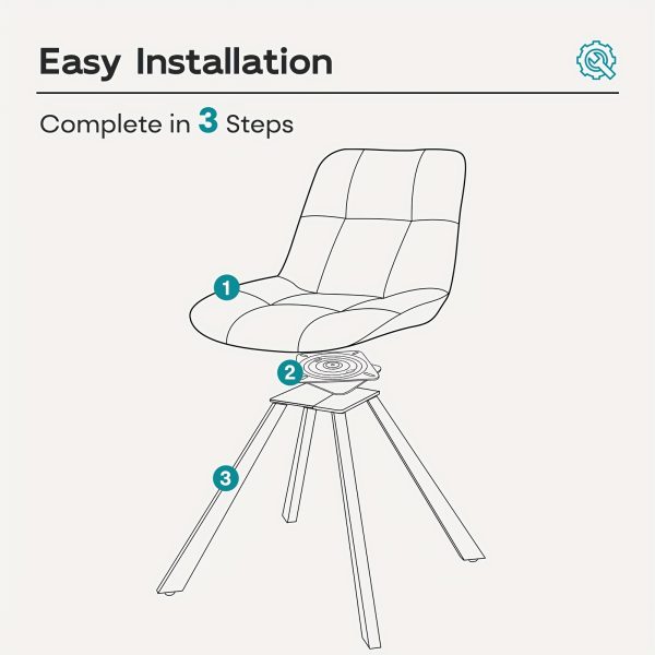 product-fancy-c3b1580c-7f46-4cd0-a1f9-4c6365013df0 Vintage Swivel Accent Chair with 180-Degree Rotation, Cushioned Seat - Armless Vanity/Side Chair for Dressing Table, Bedside or Home Office - Easy Assembly, White/Blue/Brown (Black Frame, Non-Wood) - Ideal for Small Spaces & Reading Nook)