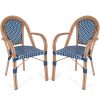 product-fancy-c3d2ea5b-f915-4eaf-856c-efcefc7d7900 French Bistro Chairs Set Of 2, Hand-Woven PE Rattan Outdoor Arm Dining Chairs with Metal Frame for Garden Balcony