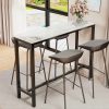 AESOME Counter Height Table Rectangle Sintered Stone Tabletop 47.2in Narrow Long Kitchen Dining Table 41.4in High Top Table Living Room Furniture, Sturdy Metal Frame