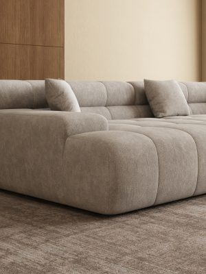 120"Modern Minimalist Chenille Modular Sectional Sofa, Oversized 8-Seater Sleeper Sofa With Movable Ottoman, Thick Cushions, Upholstered Couch For Living Room, Bedroom, Office, Apartment