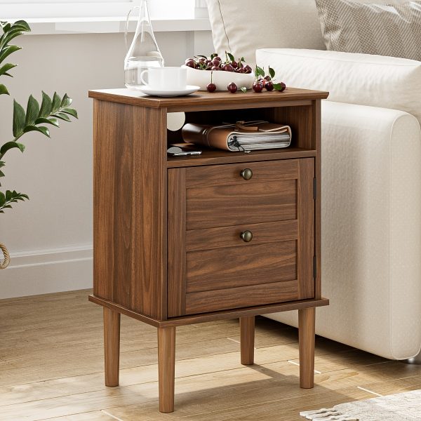 product-fancy-c3f4ae3c-e295-4cef-b1a4-29b645e3893d Bedside Table, Bohemian-style Bedside Cabinet with One Drawer, Contemporary Side Table Featuring Open Shelving, Wooden Tabletop Bedside Unit, Suitable for Bedrooms And Living Rooms., Bed Room Table