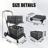 Two Layers Folding Shopping Cart | Multi Use Functional Collapsible Carts | Collapsible Grocery Carts | Shopping Cart with Storage Crate | Utility Cart for Groceries, Warehouse, Supermarket.Black