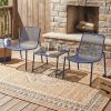 product-fancy-c44b3c8b-6a54-4a3f-a9c2-a90158b48b35 3pcs Set Of Wrought Iron Art Outdoor Coffee Tables And Chairs, Durable And Stable, Fashionable And Creative Party, Evening Party, Garden Leisure Chairs, Tropical Style Breathable Mesh Design