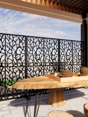 Black Bird-Shaped Metal Privacy Screens Measuring 3.8 Feet Wide by 6 Feet High, Suitable for Both Indoor And Outdoor Use, Serve As a Decorative Divider for Balconies, Patios, And Gardens