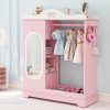 product-fancy-c48c5d41-55ec-401a-92a9-d899435a4a15 Kids Armoire with Jewelry Cabinet, Kids Dress Up Storage wth Shelves, Girls Wardrode Costume Organizer with Mirror, Children Closet with Armoire for Bedroom, Kids Room, Girls, Kids Room Furniture, Bedroom Storage, Stylish Kids Wardrobe, Playful Design, Hardwood Construction, Quality Wood Finish, Shelved Wardrobe, Parents Organizing, Childrens Clothing