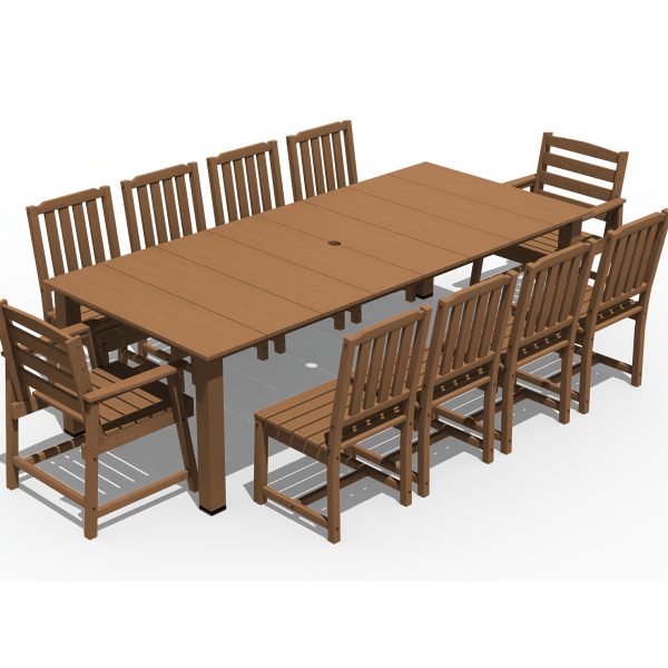 HDPE Plastic Wood Patio Table and Chair Set, Outdoor Garden Leisure Table and Chairs, Durable and Easy to Clean