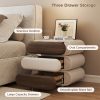 product-fancy-c4d0c566-90e5-4b5e-b012-38f067b8b300 Premium Mid-Century Wood Nightstand, 3-Tier End Table with Storage Drawers & Curved Profile Design, Elegant Bedside Table for Bedroom Or Living Room, White Brown, No Assembly Required High-Quality Craftsmanship, Christmas