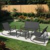 [Outdoor Textilene Set] 4pcs Patio Furniture Set, Outdoor Textilene Conversation Set with Rocking Chairs And Loveseat, with Coffee Table for Garden, Balcony, Poolside, Backyard Lightweight, Water-Resistant And Uv-Resistant - Patio Furniture Outdoor