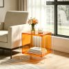AESOME Modern Clear Acrylic Nightstand with Open Shelf - Portable Bedside Table Suitable for Small Spaces, Multicolor Contemporary Shelf Unit, Assembly Bedside Storage for Bedroom, Bathroom, Office, Living Room, Non-Wood