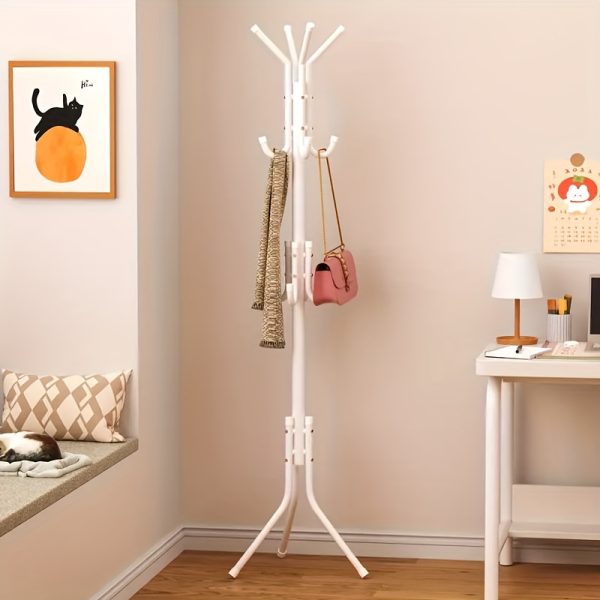 product-fancy-c517715f-b46b-4e71-8b18-a15a4eca73ff 1pc Heavy-Duty Metal Coat Rack with 9-Tier Vertical Storage - Freestanding Space-Saving Clothing Organizer with Sturdy Iron Frame & Copper Finish, 27"+ Height, Easy Assembly for Entryway, Living Room, Bedroom, Dorm - Portable Garment Rack for Shirts