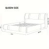 Contemporary Platform Bed Frame Made of Faux Leather, Featuring Iron Metal Accents, an Adjustable Headboard, And Wooden Slats for Support, Eliminating The Need for a Box Spring