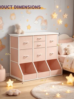 Single Bedroom with 7 Drawers And 3 Large Open Storage Combination Cabinets, Including Wardrobe Cabinets, Dressing Tables, Drawer Cabinets, Filing Cabinets, for Home/hallway/bedroom Use, White/pink/purple/black/brown