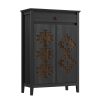 A Five-Level Shoe Storage Unit Featuring Drawers, Crafted from Wood with Adjustable Shelves, a Standalone Walnut Shoe Organizer, Perfect for Entryways, Hallways, And Walk-In Closets