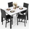 product-fancy-c62a3895-c98f-4d68-a56d-fadf313eda67 LAMERGE 5pcs Of Dining Table Set, Dining Room Table Set Can Be Used By 4 People, Kitchen Table Set, 1 Artificial Anti-marble Pattern Table And 4 Metal Legs Chairs, Suitable for Living Room, Dining Room, Kitchen Furniture