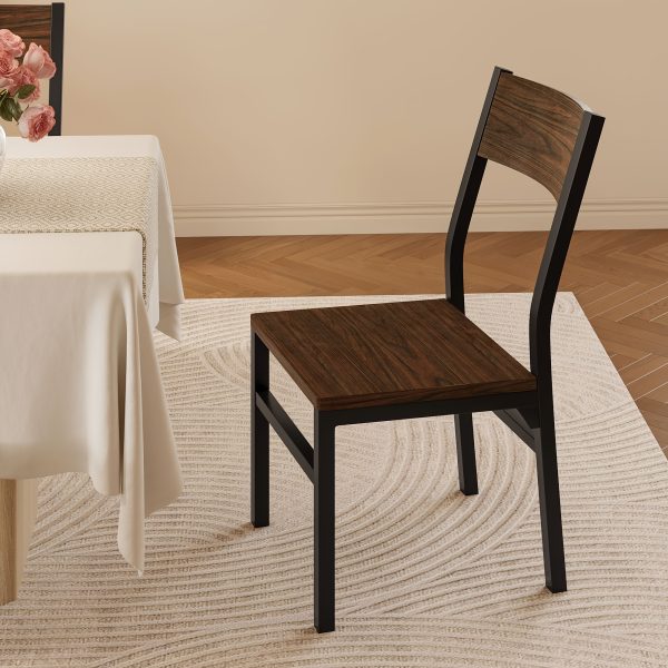 product-fancy-c65697da-5ff1-4fcf-b4b4-0b3b3ee9b762 Dining Chairs Set Of 6, Modern Kitchen Chairs With Backrest, MDF Board And Metal Legs, Dinner Chairs For Dining Room, Kitchen And Living Room, Espresso/Black/Rustic Brown/Walnut Optional.