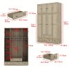 product-fancy-c661ff0d-c78a-43c7-9c42-66ecad8c6153 4-Door Wooden Armoire Wardrobe Closet with 5 Drawers, Checkered Storage Area & Hanging Rods, Clothes Organizer for Bedroom, Modern Design