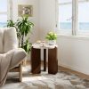 product-fancy-c6880ea1-efa6-4204-af44-259471567046 Brown Marble Look Side Table, Faux Marble MDF End Table for Living Room, Bedroom - Modern Accent Table with Lower Shelf for Couch, Sofa, Small Apartment