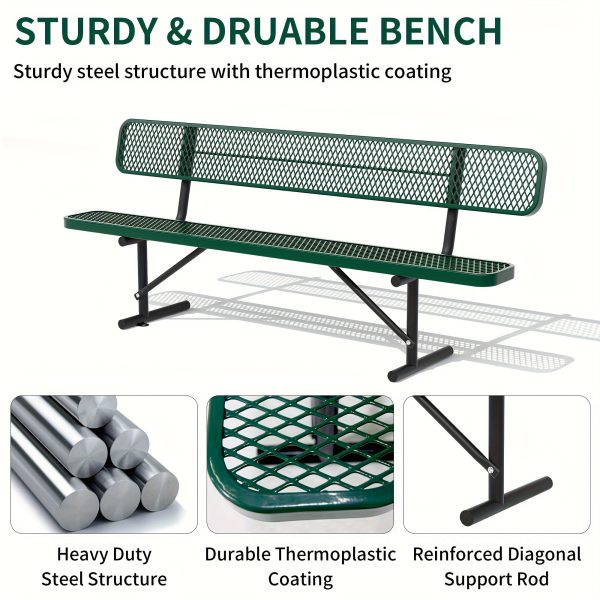 Sturdy Outdoor Metal Park ing, Offered in 4/6/8 Feet, Outdoor with Back Support And Portable Structure, Commercial ing for Shopping Centers, Retail Stores, Parks, And Patios