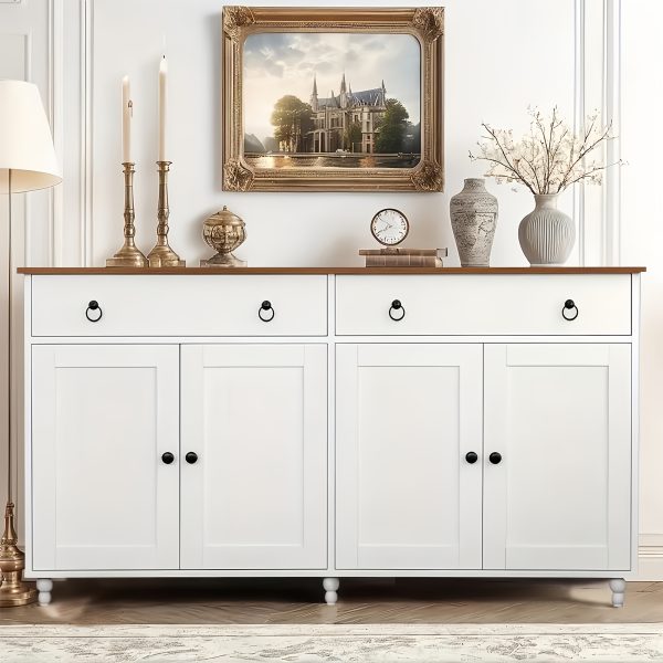 product-fancy-c736a589-46ea-4ab9-a376-0bd7a1157195 55-Inch Sideboard Buffet Unit, Mid-Century Kitchen Storage Cabinet Featuring 2 Drawers And 4 Doors, Coffee Bar Storage Cabinet