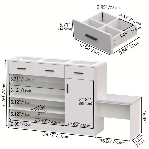 product-fancy-c748aa02-28e4-4b0d-8311-e45a55e3dbf1 Wardrobe Armoire Closet with Charging & LED Light, Walk-in Closet Island Dresser with Glass Showcase, 4 Drawers & Doors, Modern Cabinet Organizer with Bench, Wardrobe Clothes Organizer with Closet Shelves (White)