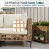 WENTUM 7pcs Outdoor Sectional Sofa Set, Boho Wicker Rattan Patio Furniture with Cushions And Table for Patio, Lawn, Backyard, Porch