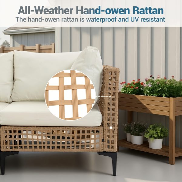 WENTUM 7pcs Outdoor Sectional Sofa Set, Boho Wicker Rattan Patio Furniture with Cushions And Table for Patio, Lawn, Backyard, Porch