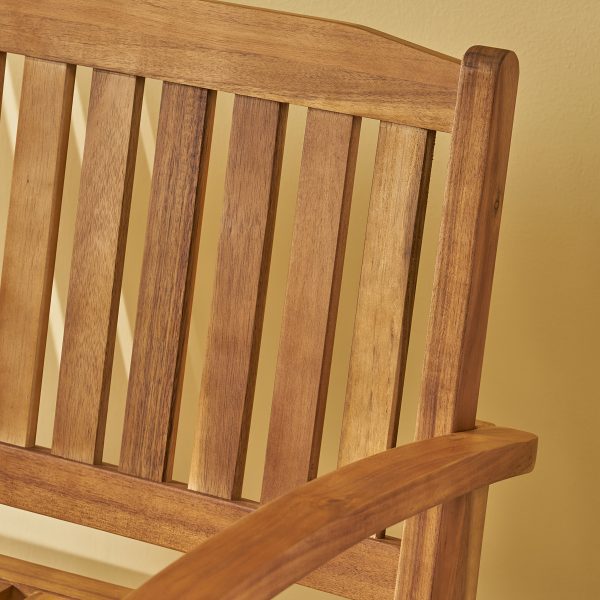 product-fancy-c77523cd-1074-46e6-89fc-9a916c160767 Outdoor Wood Garden Bench, 50" Solid Wood Patio Park Bench with Dense Slatted Backrest & Seat, Curved Armrest, Large Wooden Loveseat Bench for Deck, Porch, Poolside, Yard & Balcony