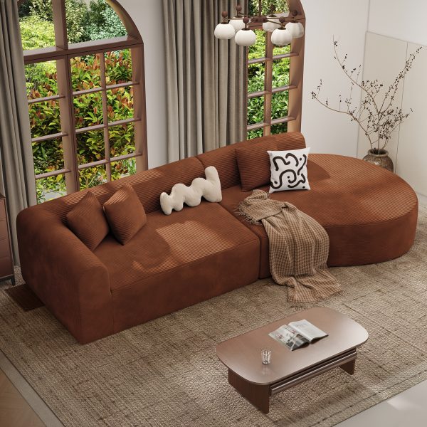product-fancy-c7777359-347a-4eaa-83c2-4263dae18af8 116" Curved Sofa with Throw Pillows, 4-Seater Luxury Chenille Fabric with Fully Assembled Long Lounge Sofa, Living Room Curved Sectional Sofa Chaise Lounge