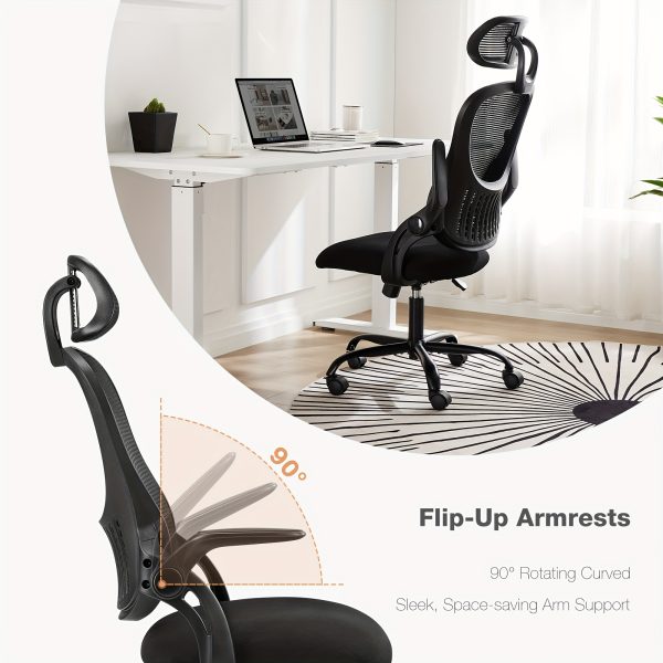 product-fancy-c78dcf42-279e-4045-bf5f-c12a8ab02a8e Ergonomic Office Desk Computer Chair - High Back Comfy Swivel - Home Gaming Mesh Chairs With Wheels - 144° Tilt For Study - Adjustable Headrest - Comfortable Lumbar Support - Flip-up Arms