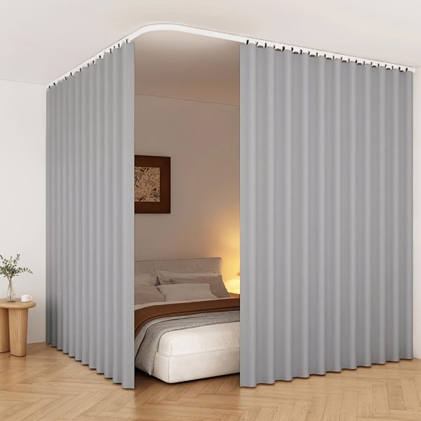 1pc Foldable Room Divider Curtain, Space-Saving Folding Privacy Screen with Hooks, Light-Blocking Polyester Curtain Suitable for Living Room, Bedroom, Kitchen- Modern Home Decoration Divider, Foldable Design, Easy Installation, Durable Fabric, S