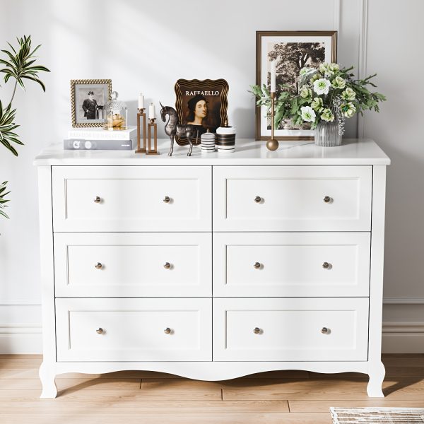 product-fancy-c7f6d7fd-e1ca-4fd4-a1fb-cb578bfa5fa4 Bonnlo Wood Dresser Chest Of Drawers, Clothes Storage Dressers with Curved Legs And 6 Drawer for Bedroom