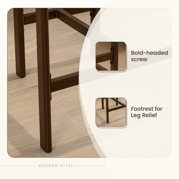 product-fancy-c8418ee9-7edf-4019-b0fa-c2127bda2727 KERDOM 26'' Tall Bar Stools, Upholstered in Linen Fabric with Backrest And Footrest, Spacious Cushion Seat for Kitchen Islands, Dining High Chair for Restaurant Counters, Curved Back Support