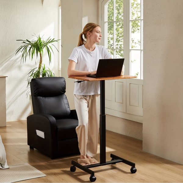 product-fancy-c8491391-eee1-4c1c-a73f-acd80e3e665b Small Mobile Stading Desk - Sit Stand Desk, Portable Rolling Laptop Desk With Lockable Wheels, Overbed Table With Wheels Adjustable Height, Computer Workstations