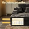 67" Oversized Boneless Lounge Chaise - Corduroy/Plush Fabric/Teddy Fleece Floor Couch with Pillows And Armrests | Deep Seat Single Sofa Bed with High Density Sponge Cushion | U Sleeper Couch for Living Room, Apartment, Bedroom | No Assembly Required