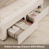 product-fancy-c8f0ea43-a1c6-4fea-915b-d817be8ac330 FULTRU Upholstered LED Bed Frame in Full, Queen, Or King Size with Two Storage Drawers, Velvet Platform Bed Featuring a Wingback Headboard, Sturdy Wooden Slats for Support, No Need for a Box Spring, Headboard with a Splicing Design