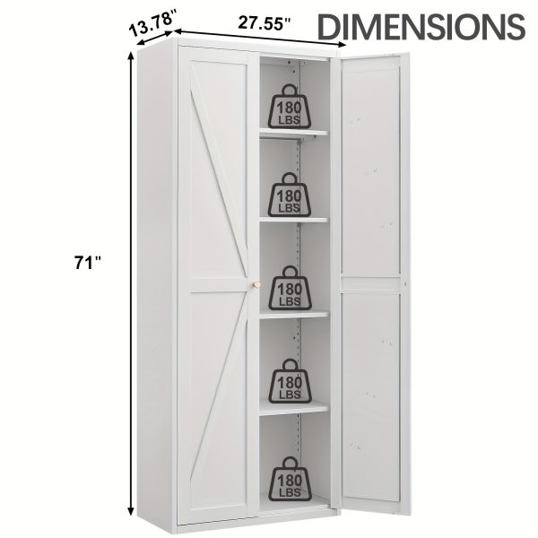 product-fancy-c9223568-09bf-4abb-8a31-a32e95946c1d Metal Storage Cabinet, Metal Kitchen Pantry Cabinet, Food Pantry Storage Cabinets With Doors And Shelves, Large Steel Storage Cabient For Dinning Room, Laundry Room, White/Black